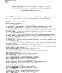 Procès verbal de la réunion du CHSCT d’administration centrale du 6 octobre 2020