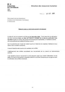 Mobilité dans le corps des adjoints techniques – du 30 octobre 2020