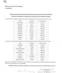 Corps des inspecteurs du permis de conduire et de la sécurité routière – Promotions au 01 janvier 2021