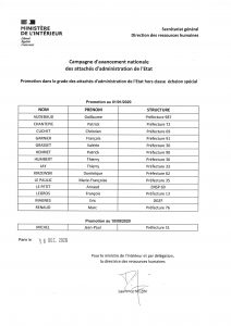 Attachés d’administration de l’état hors classe – échelon spécial – Promotion au 1er janvier 2020