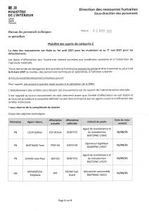 Mobilité catégorie C au 1er avril 2021