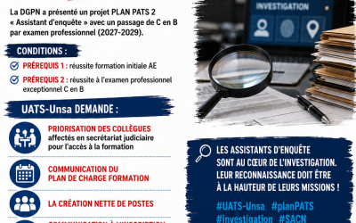PLAN PATS 2 « Assistant d’enquête » : l’UATS-UNSA réclame des garanties concrètes pour les personnels