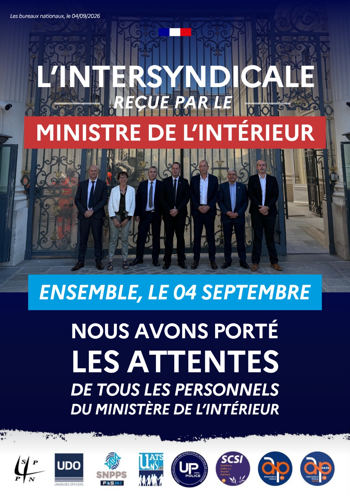 L’intersyndicale reçue par le ministre de l’Intérieur